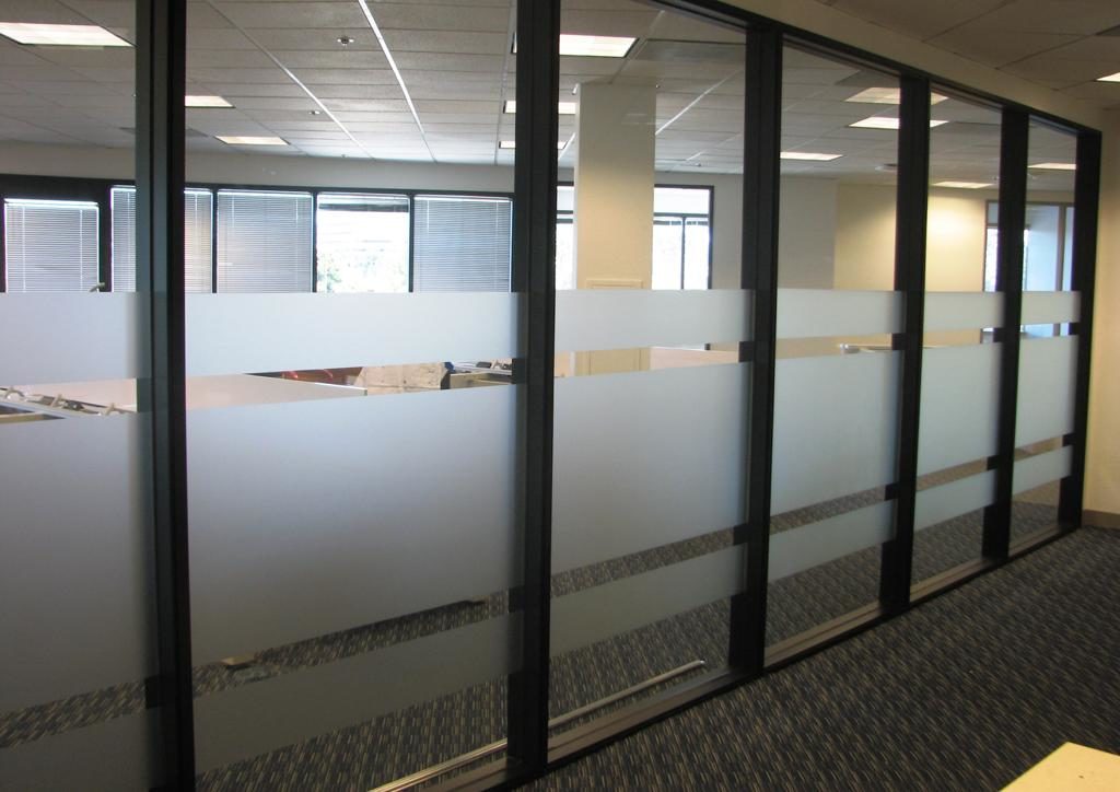 Decorative film patterns on office glass