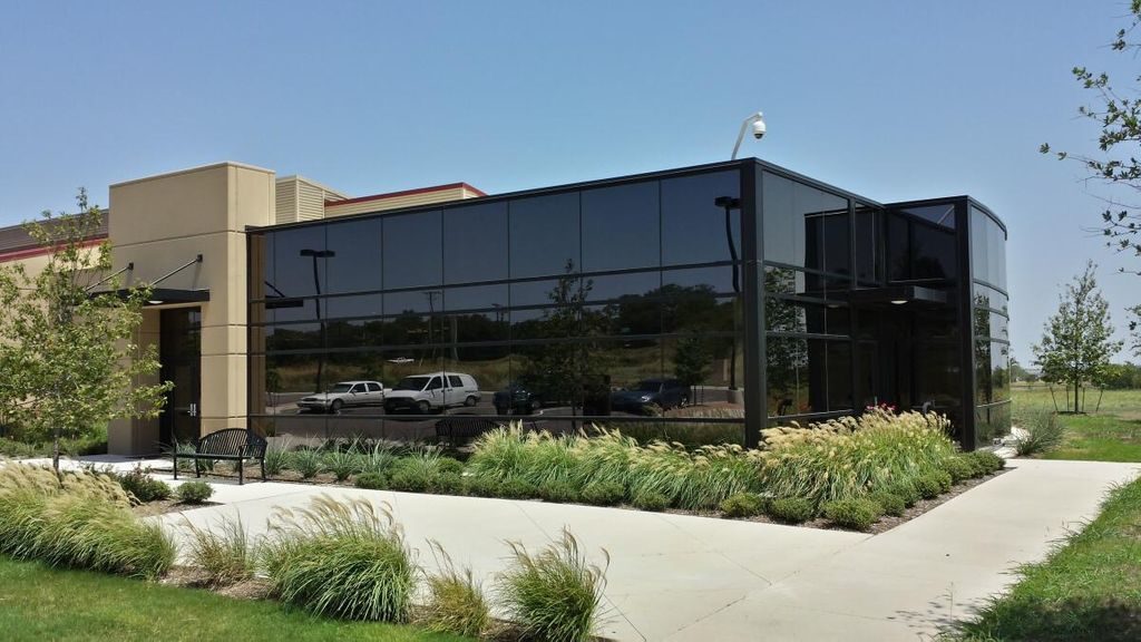 Solar control window film on office windows